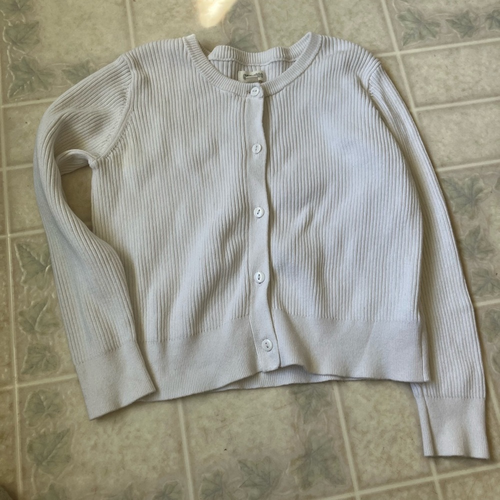 Gymboree White Ribbed Girl's Cardigan size 7/8‎